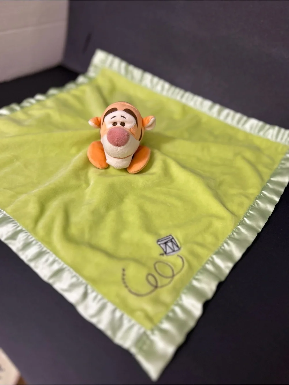 Disney Tigger Satin-Trim Lovey in Lime Green and Orange